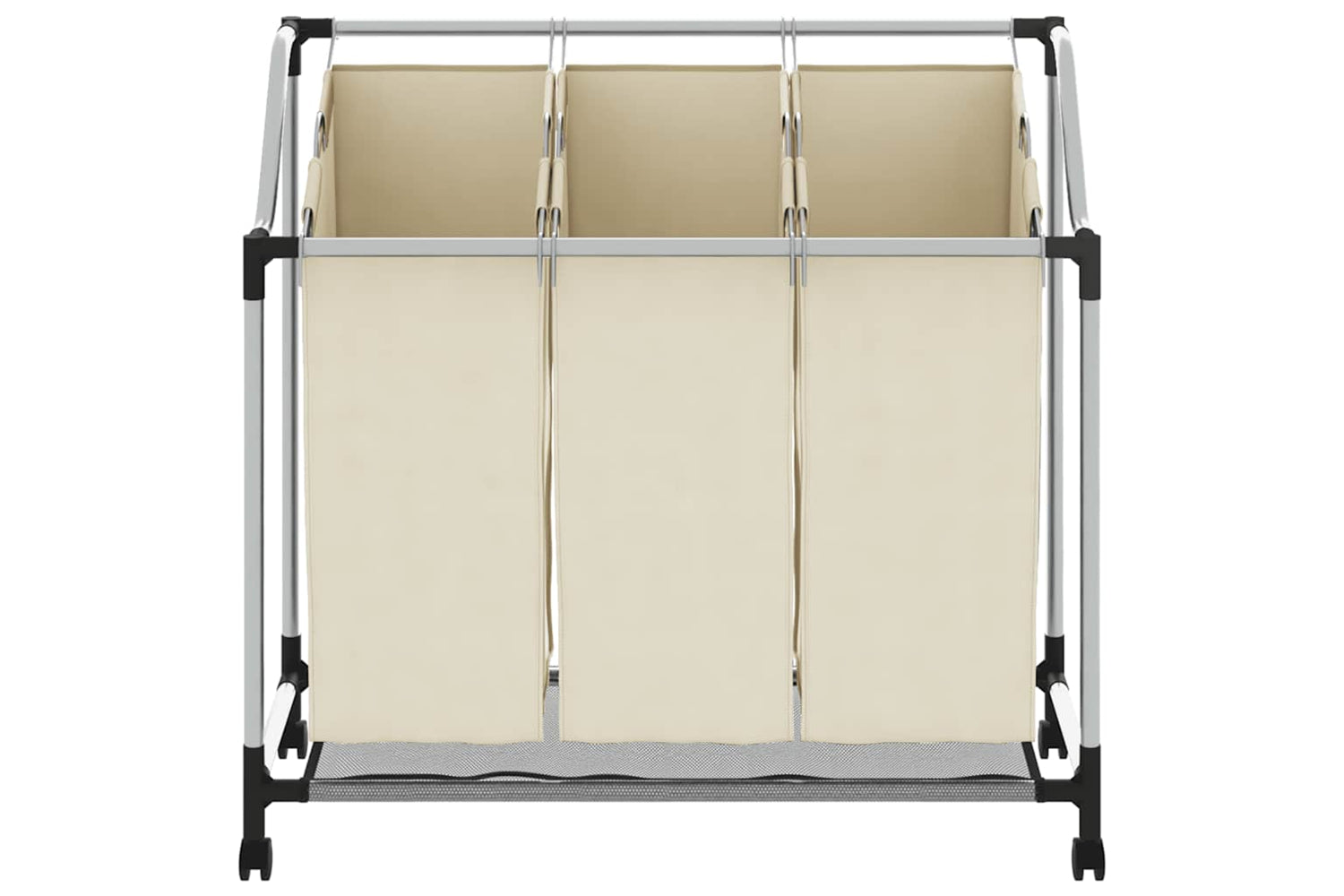 Vidaxl 282427 Laundry Sorter With 3 Bags Cream Steel-4