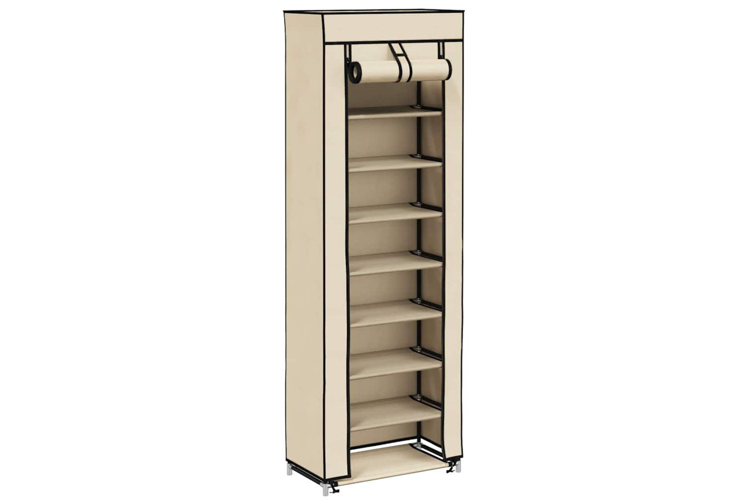 vidaXL 282431 Shoe Cabinet With Cover Cream 57x29x162cm Fabric-2