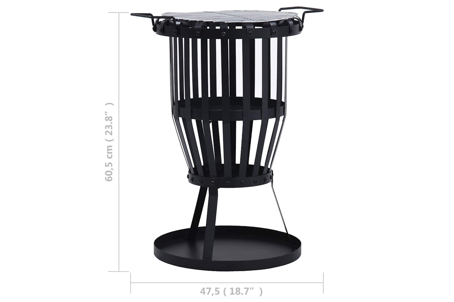 Vidaxl Garden Fire Pit Basket With Bbq Grill Steel 47.5 Cm-9