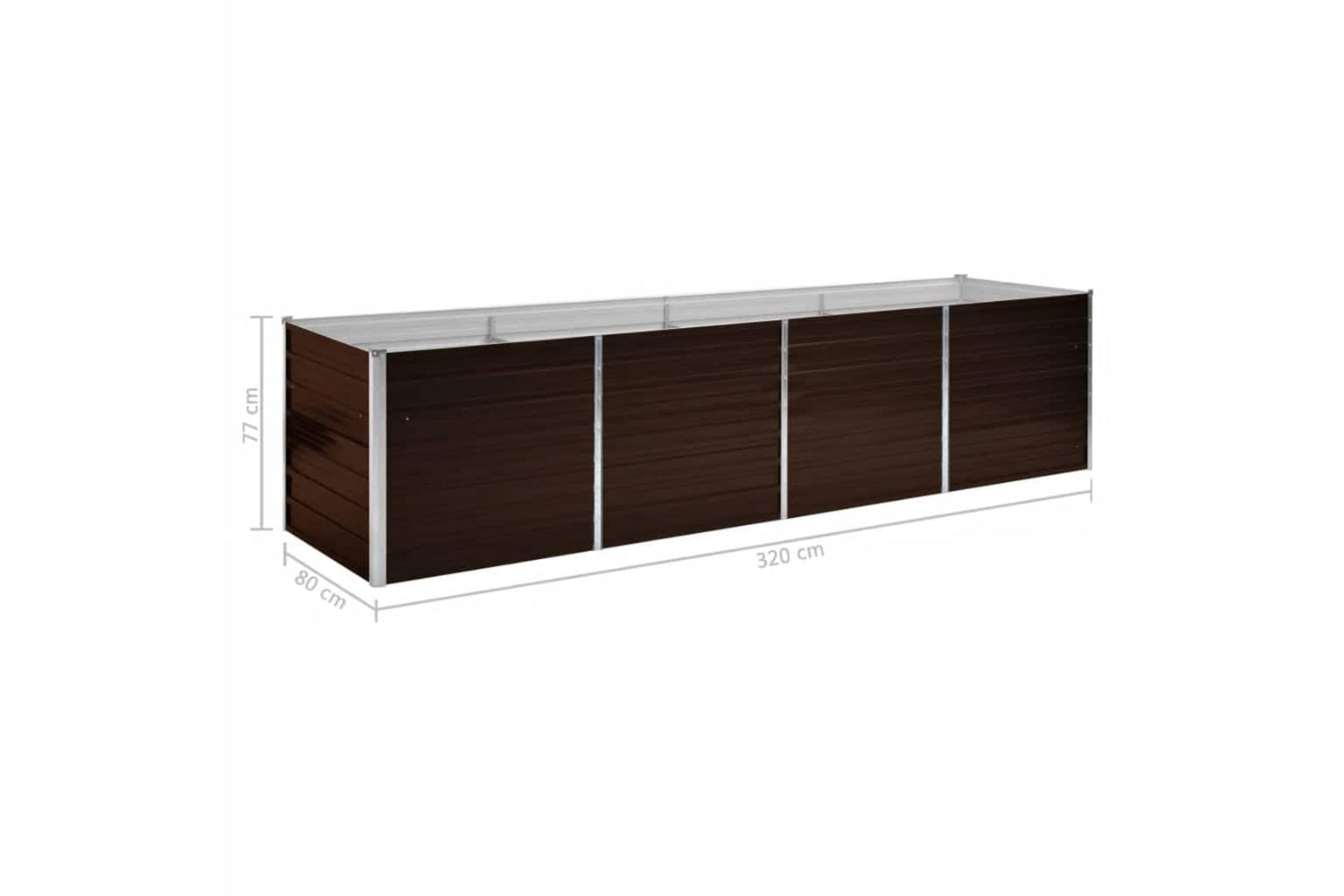 vidaXL 45715 Garden Raised Bed Brown 320x80x77cm Galvanised Steel-7