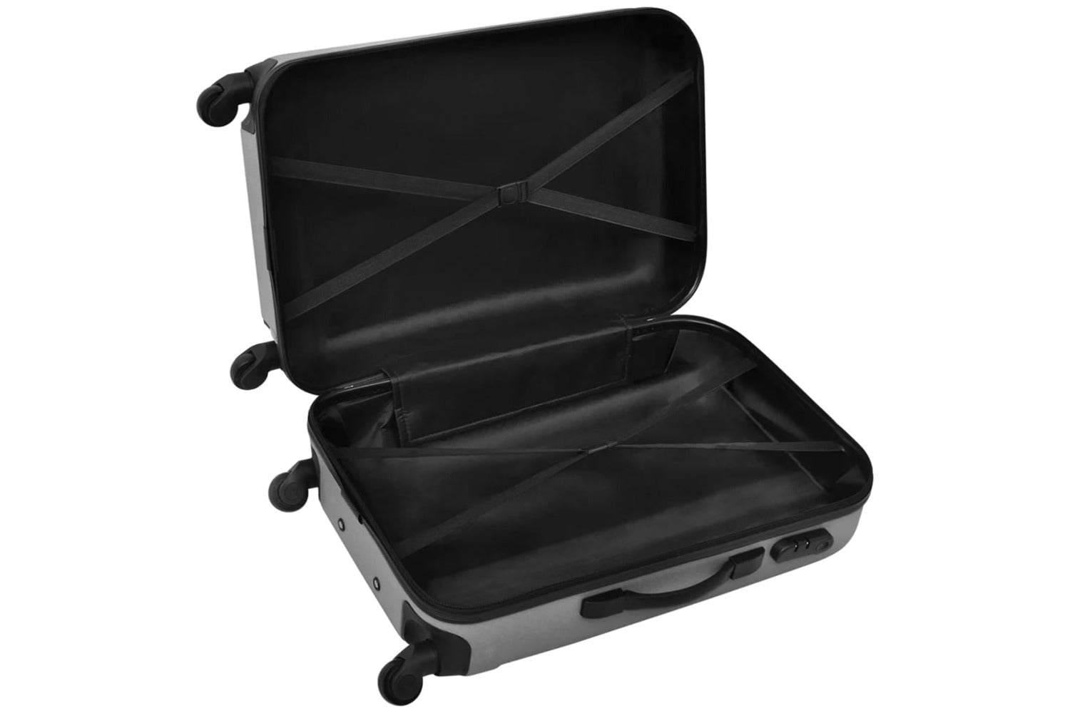 vidaXL Three Piece Hardcase Trolley Set Silver 45.5/55/66cm-4