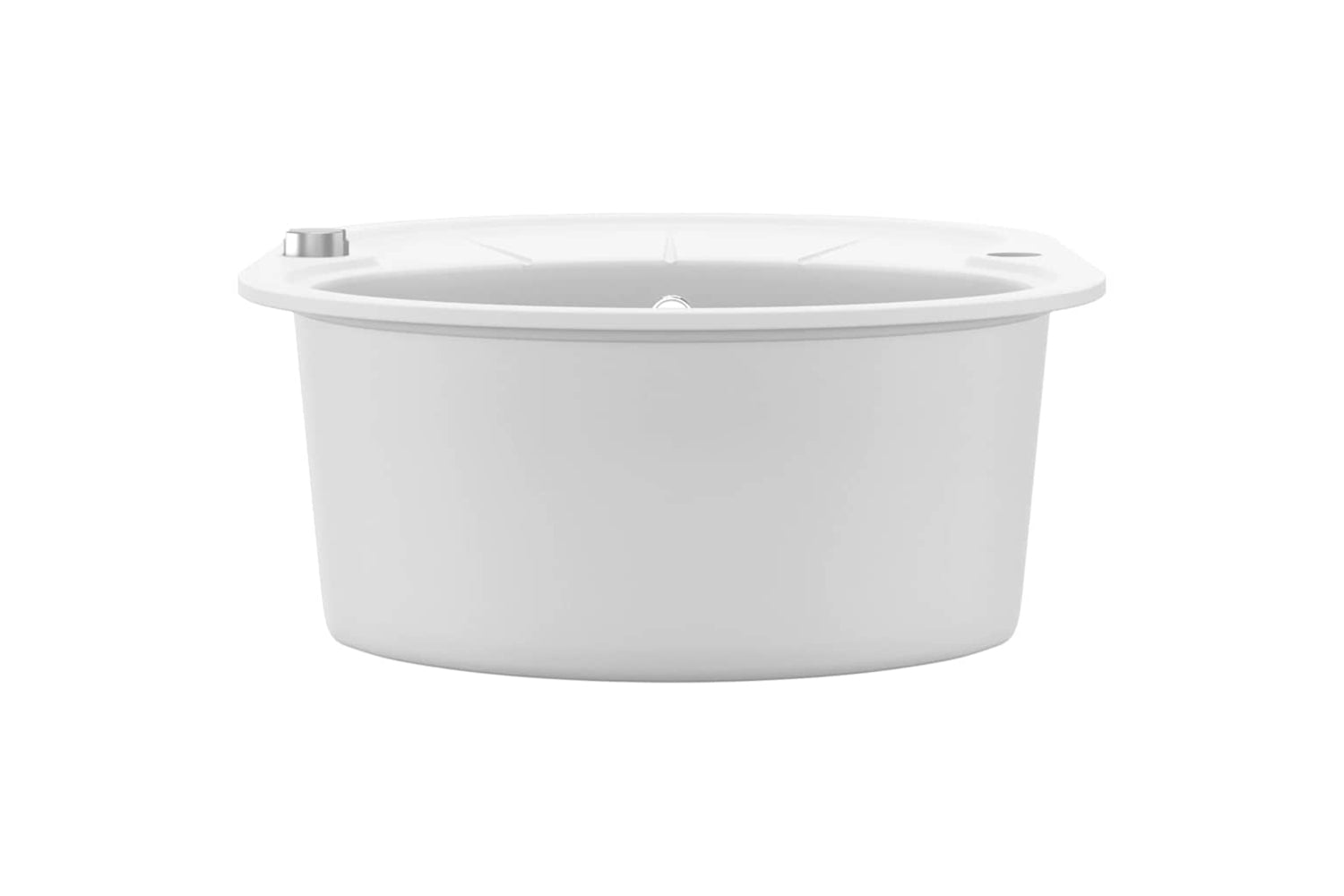 Vidaxl Granite Kitchen Sink Single Basin Oval White-5