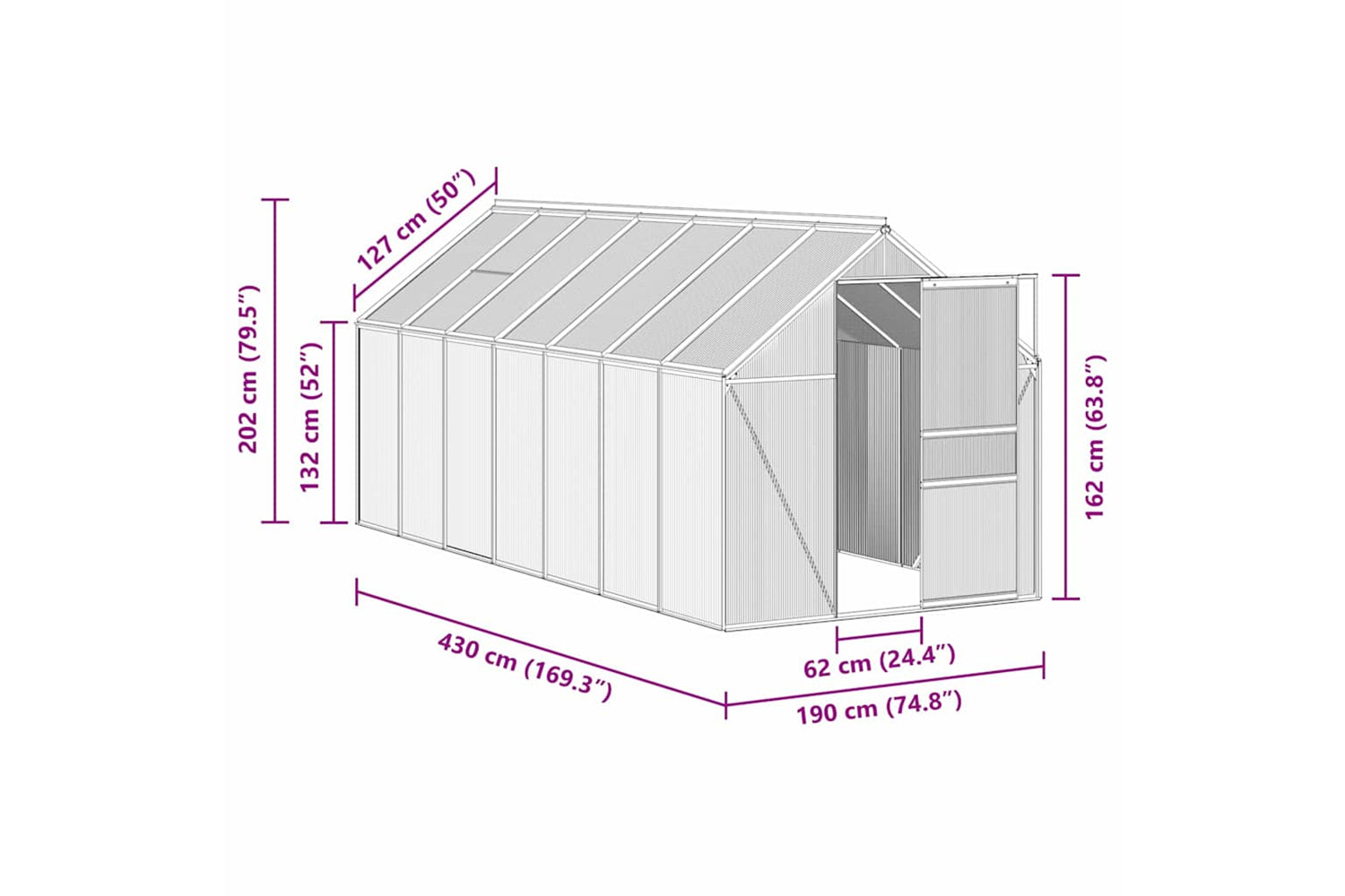 Vidaxl 48219 Greenhouse With Base Frame Anthracite Aluminium 8.17 Mâ²-7