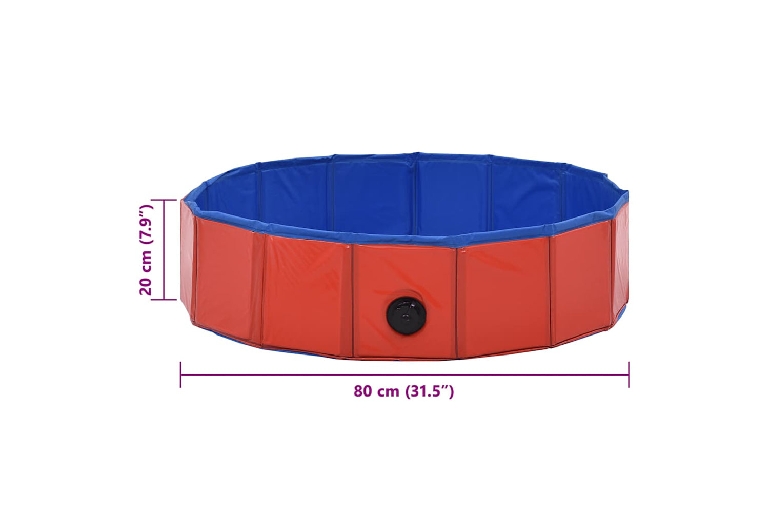 vidaXL 170822 Foldable Dog Swimming Pool Red 80x20cm Pvc-8