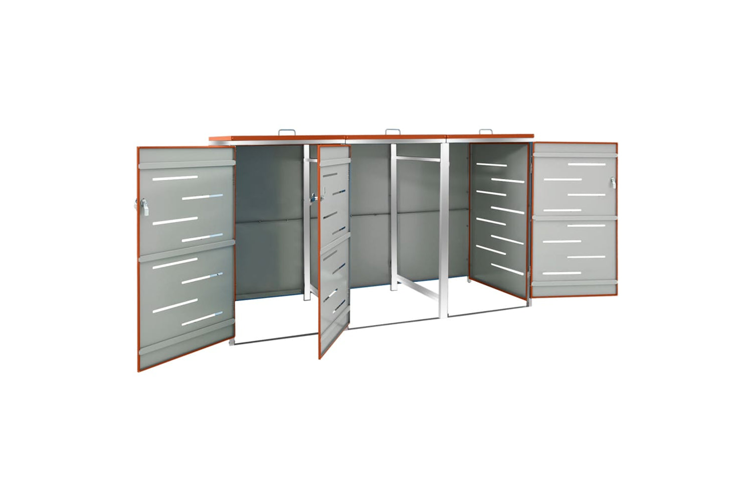 vidaXL Triple Wheelie Bin Shed 207x77.5x112.5cm Stainless Steel-3