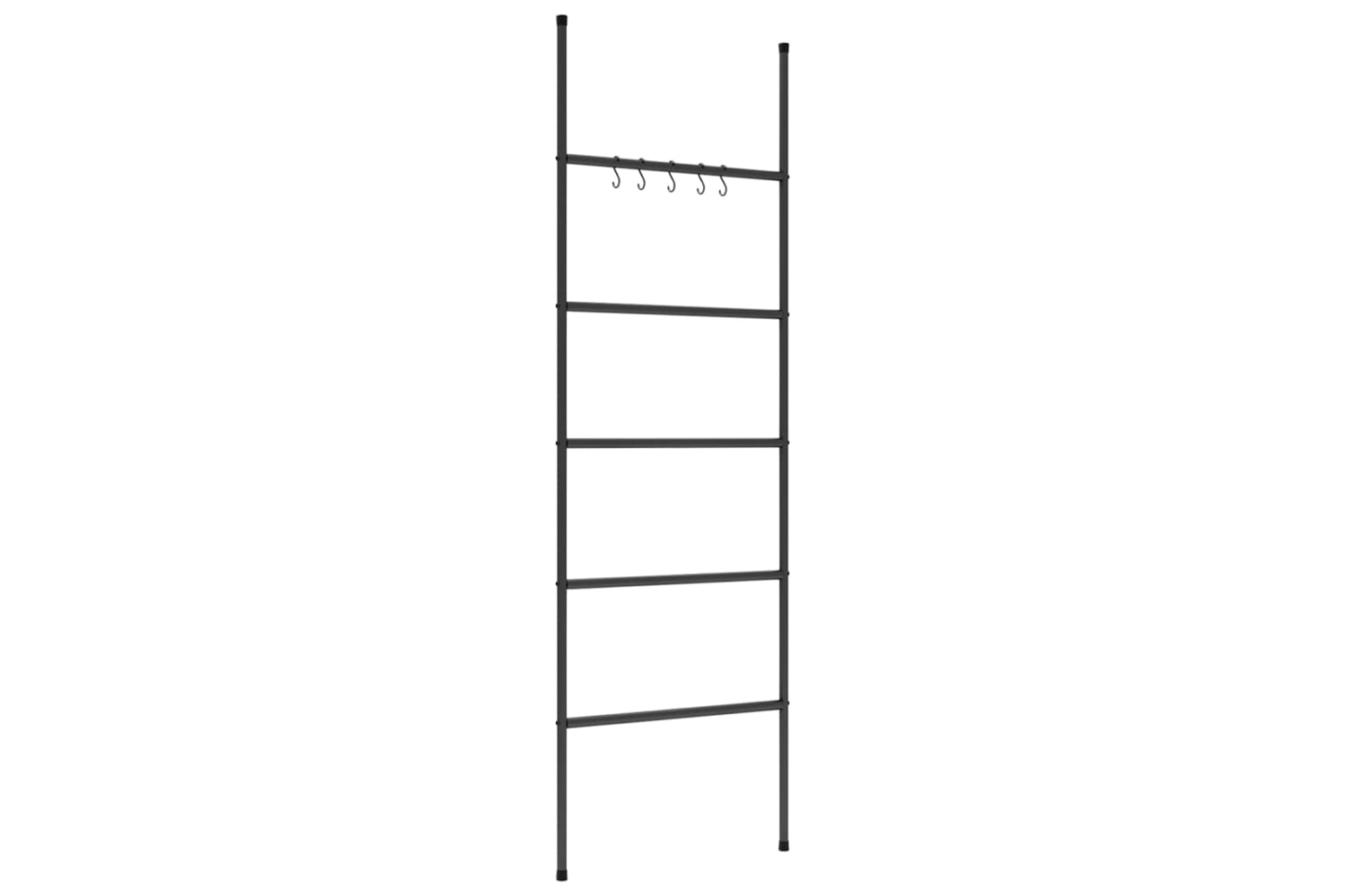 vidaXL 343114 Towel Rack Ladder With 5 Tiers Black 58x175cm Iron-3