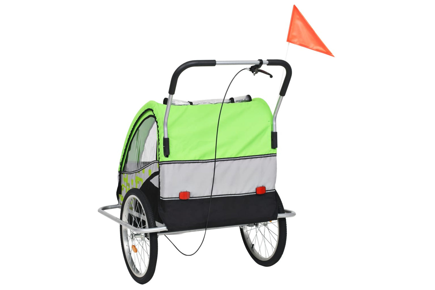 Vidaxl 2-in-1 Bike Trailer & Stroller Green And Grey-5