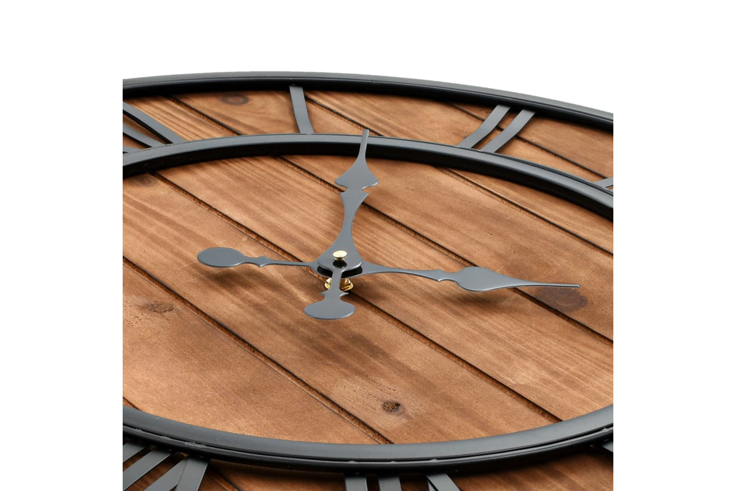 Vidaxl 50646 Vintage Wall Clock Wood And Metal 60cm | Brown/Black-4