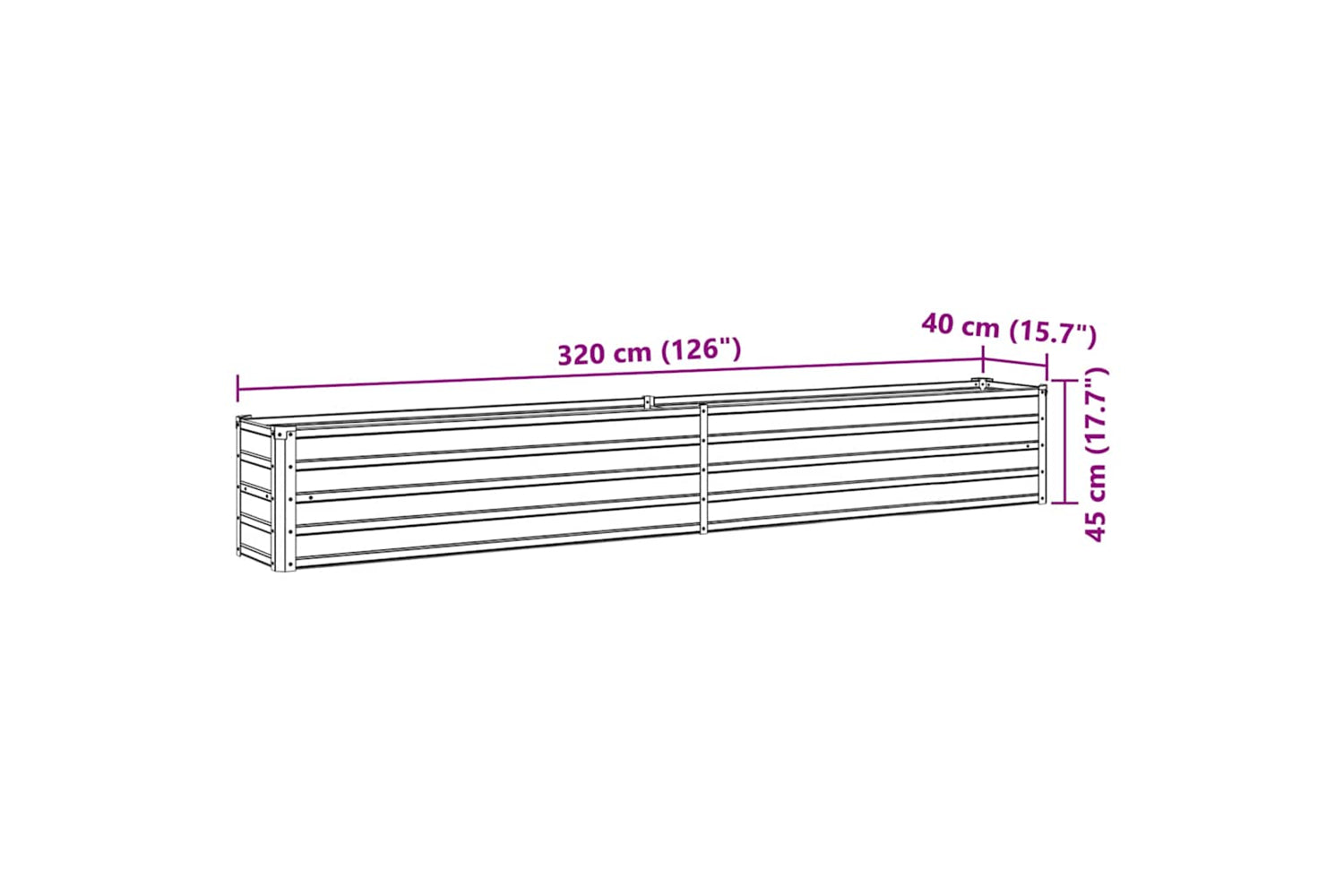 vidaXL 47055 Garden Raised Bed Galvanised Steel 320x40x45cm Anthracite-6