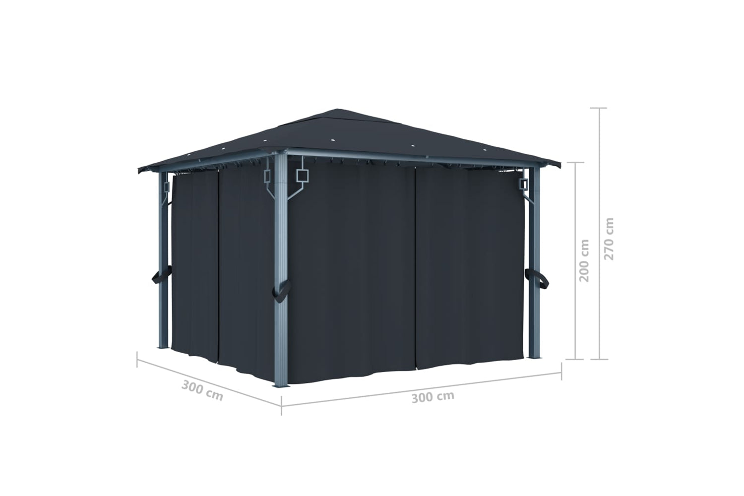 vidaXL 48043 Gazebo With Curtain 300x300cm Anthracite Aluminium-8