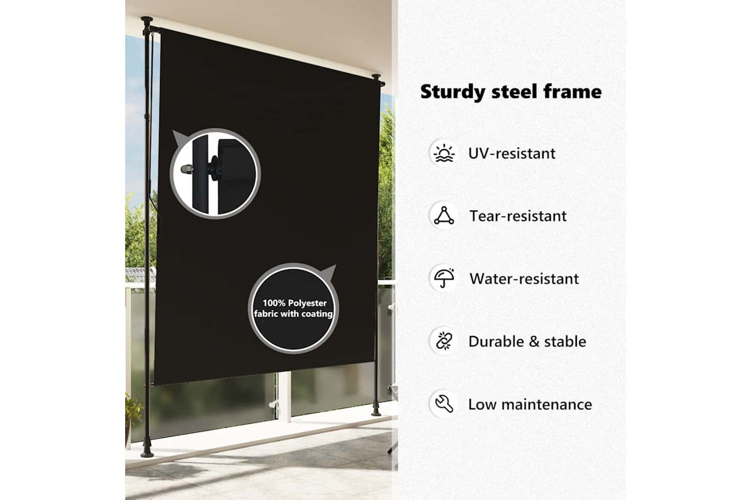 Vidaxl Outdoor Roller Blind 150x270 Cm Anthracite-8