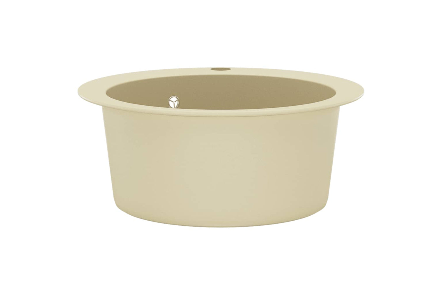 Vidaxl Granite Kitchen Sink Single Basin Round Beige-4