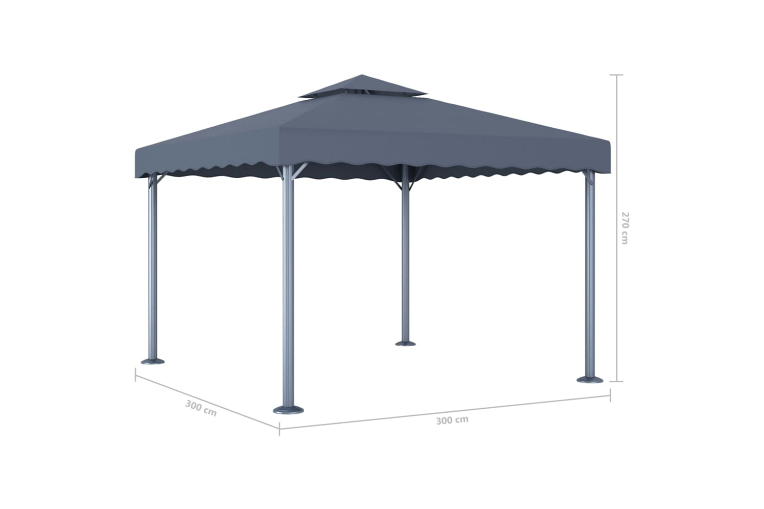 vidaXL 48059 Gazebo 300x300cm Anthracite Aluminium-4