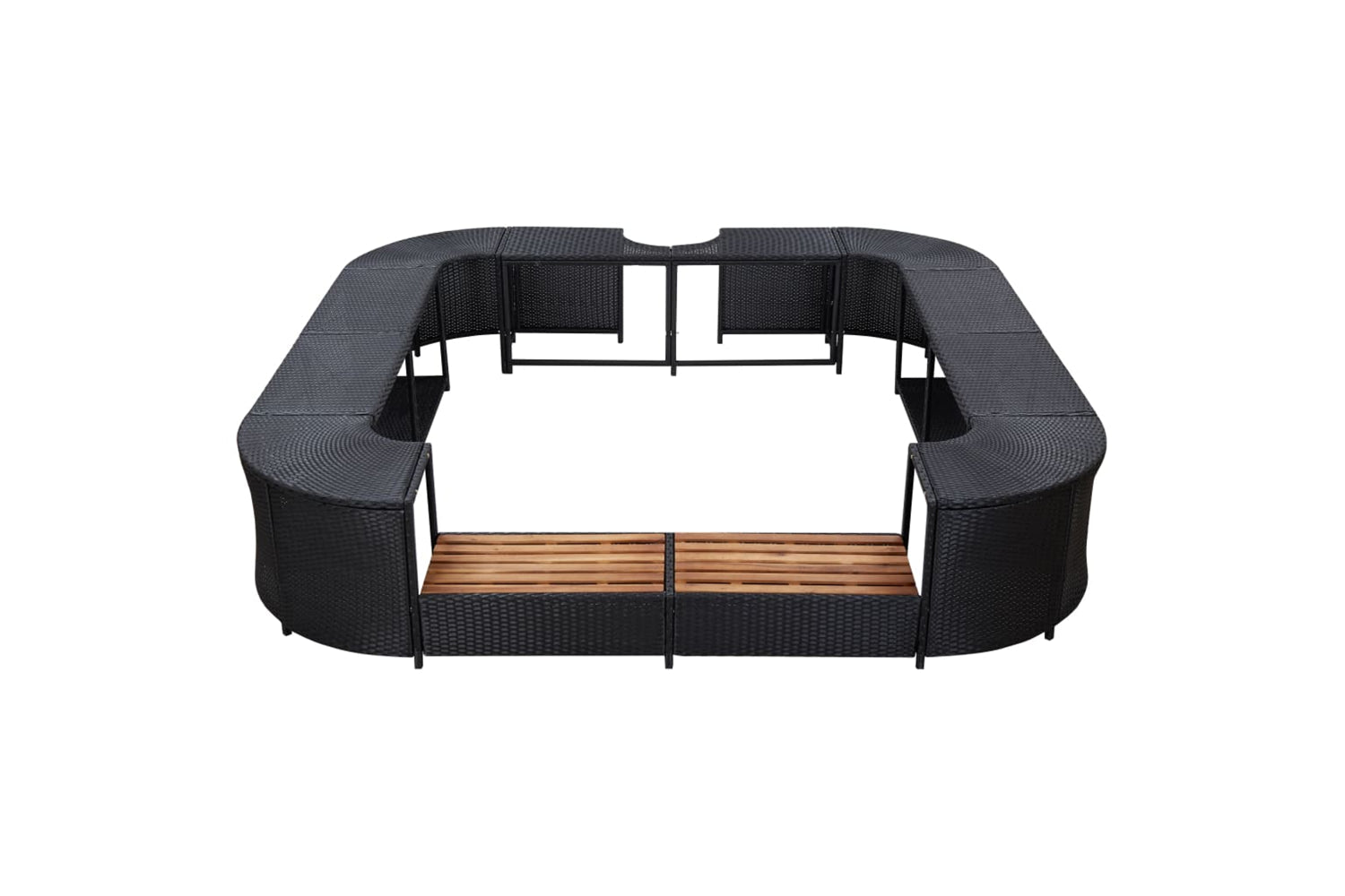 vidaXL 46073 Square Spa Surround Black 268 X 268 X 55cm Poly Rattan-3