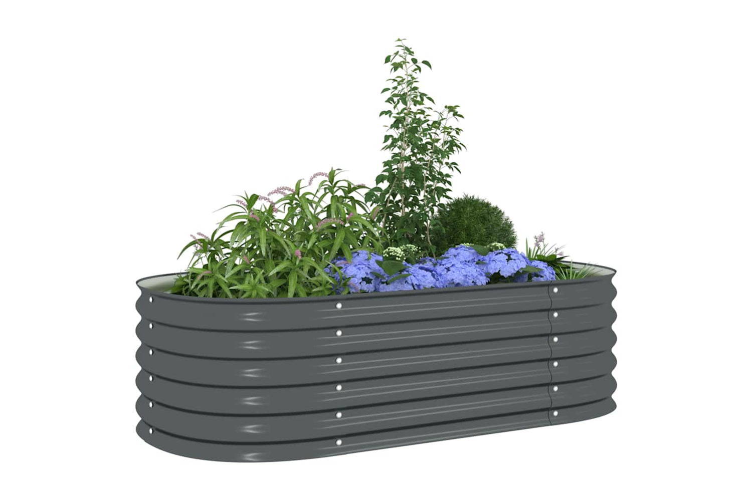 vidaXL Garden Raised Bed 160x80x44cm Galvanised Steel Grey-3