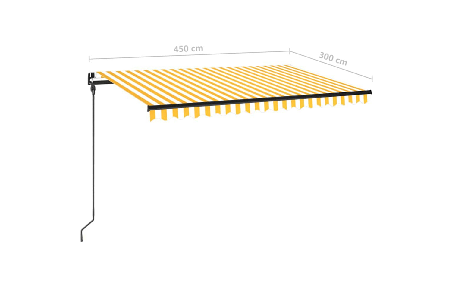 Vidaxl Manual Retractable Awning With Led 450x300 Cm Yellow And White-6