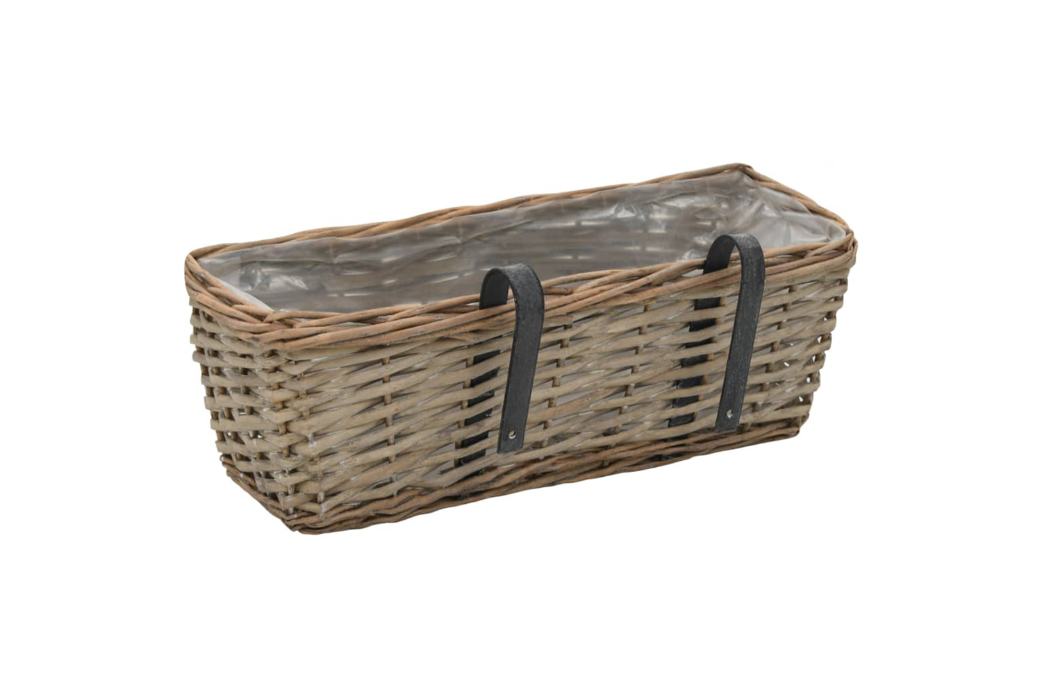 vidaXL 246828 Balcony Planter 2 Pcs Wicker With Pe Lining 40cm-4