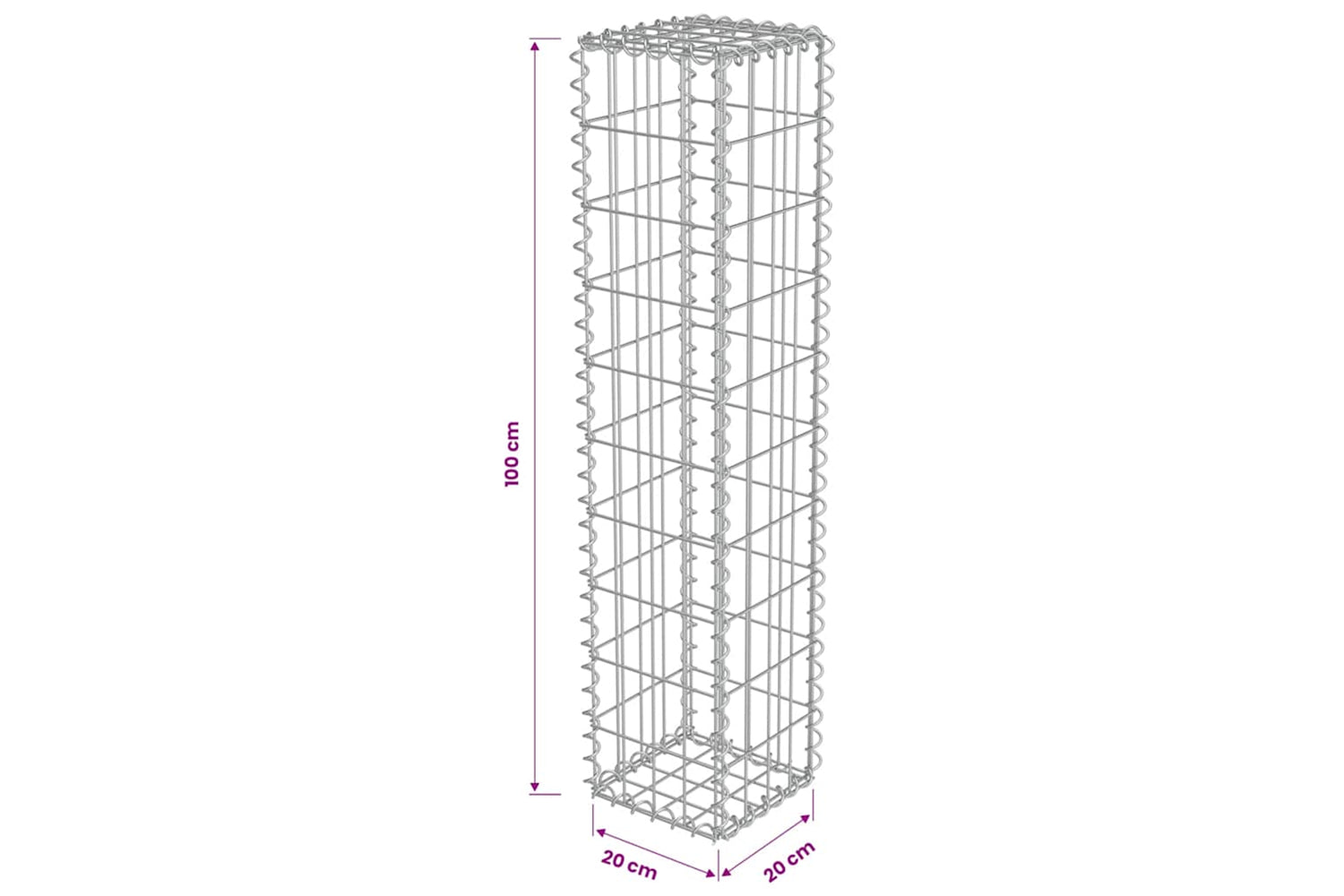 Vidaxl 143575 Gabion Wall With Covers Galvanised Steel 20x20x100 Cm-5