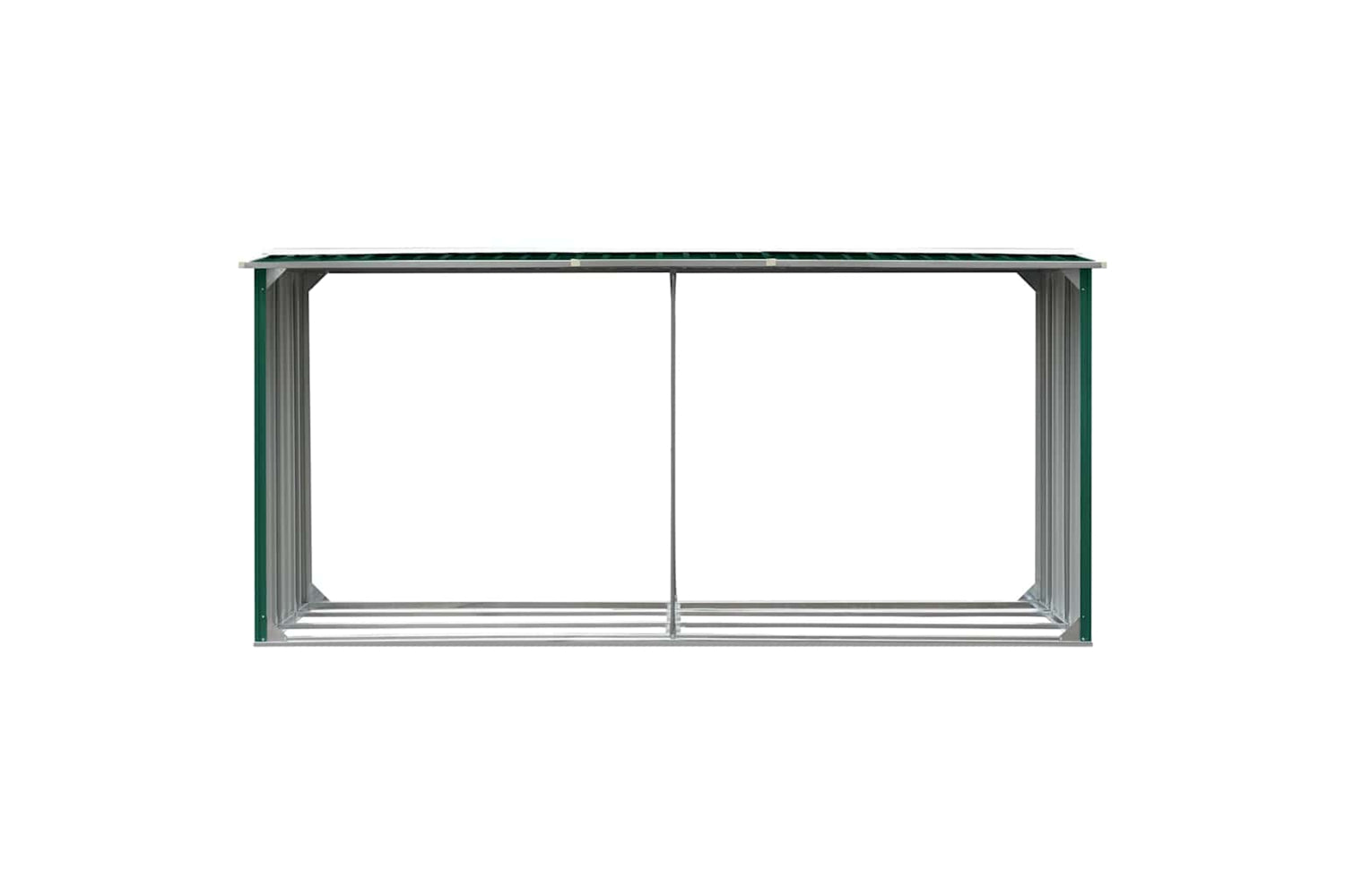 vidaXL 47086 Garden Log Storage Shed Galvanised Steel 330x92x153cm Green-2