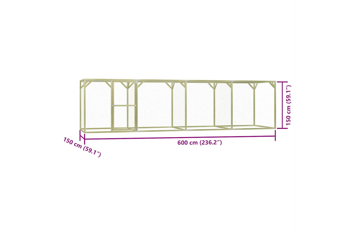 Vidaxl 278405 Chicken Cage 1.5x6x1.5 M Impregnated Pinewood-6