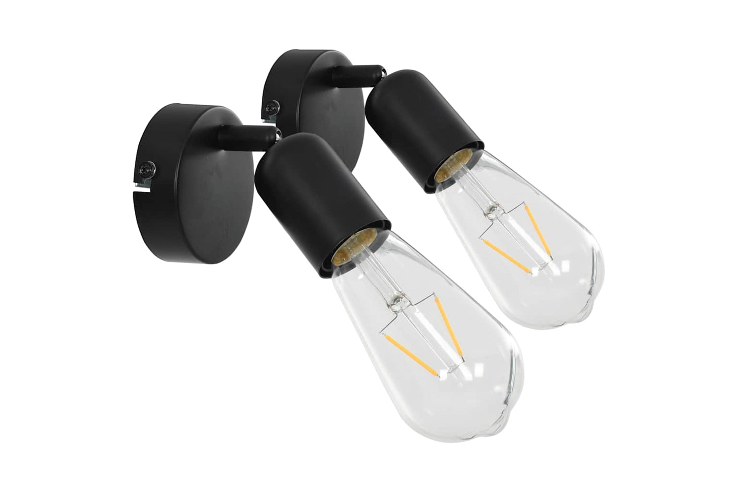 Vidaxl 281411 Spot Lights 2 Pcs With Filament Bulbs 2 W Black E27-2