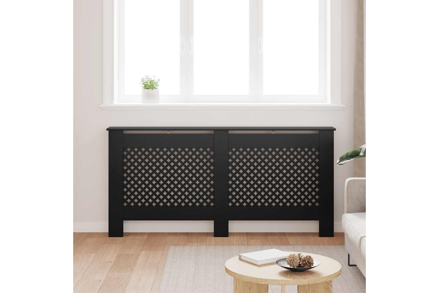 vidaXL Radiator Cover Black 172x19x81.5cm Mdf-2