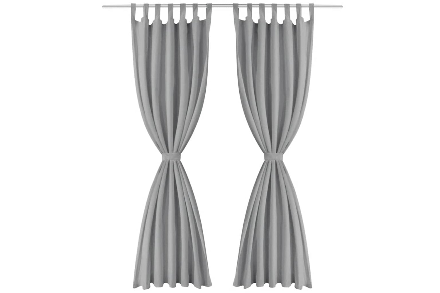 vidaXL 132213 Micro-satin Curtains 2 Pcs With Loops 140x175cm Grey-2