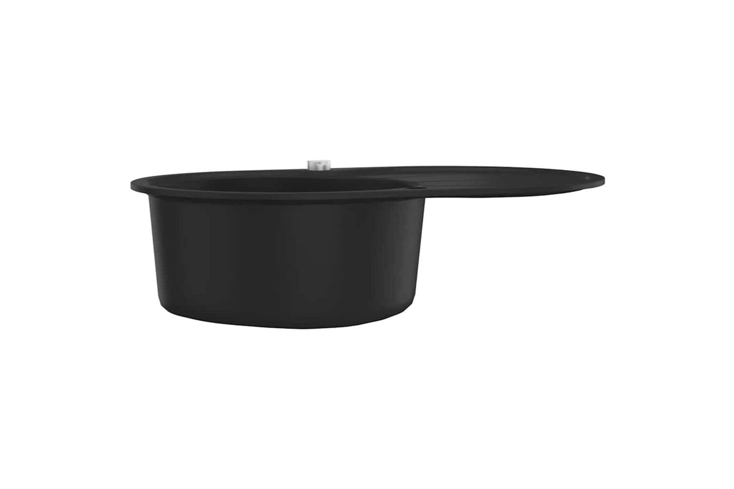Vidaxl Granite Kitchen Sink Single Basin Oval Black-3