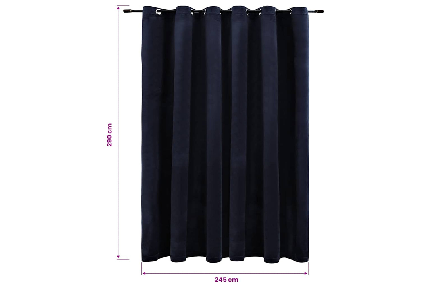 Vidaxl Blackout Curtain With Metal Rings Velvet Black 290x245 Cm-5