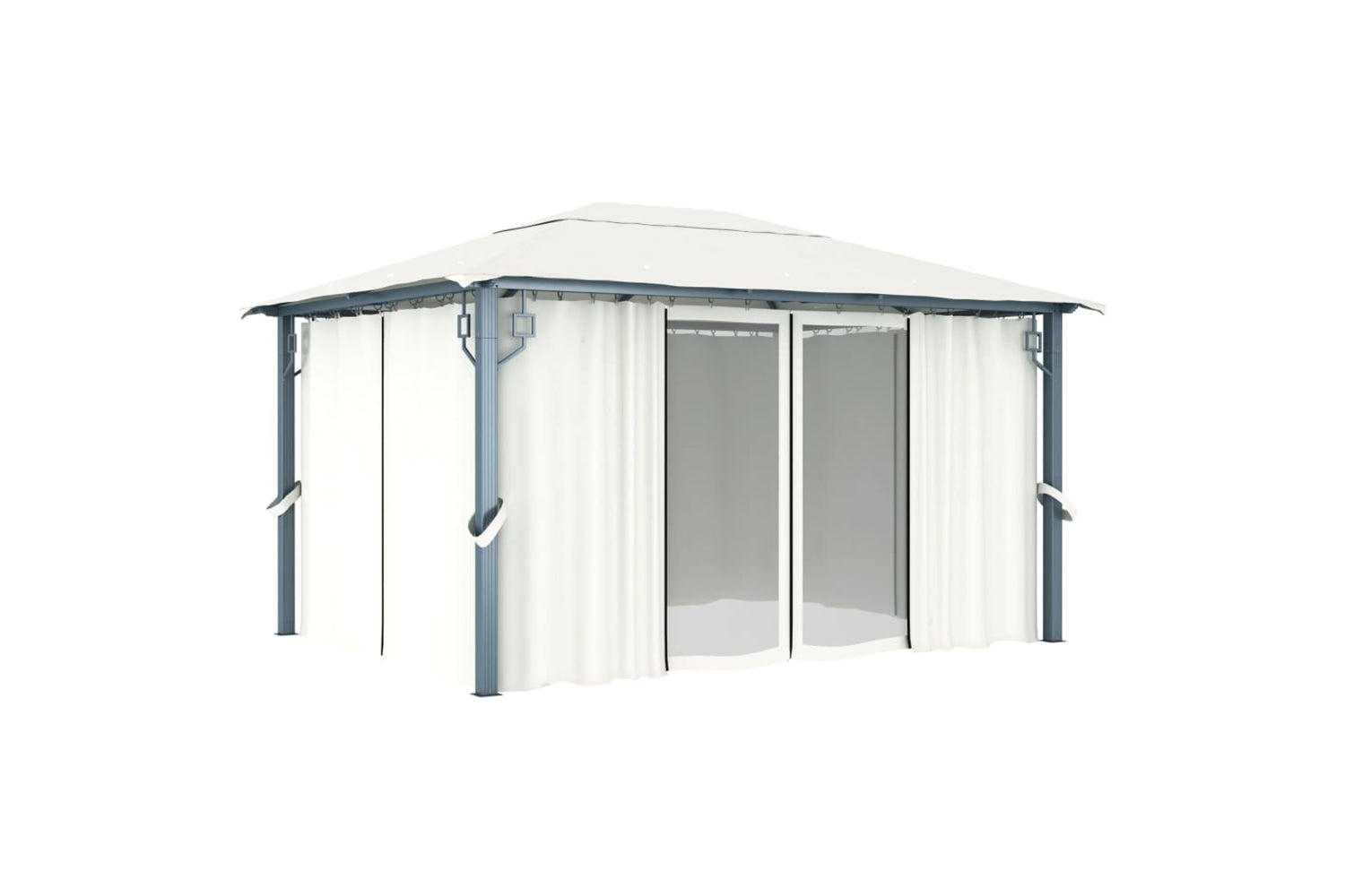 vidaXL 48044 Gazebo With Curtain 400 X 300cm Cream Aluminium-2