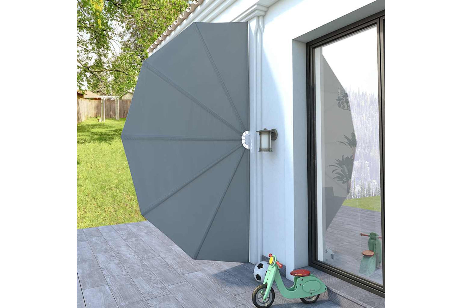 vidaXL 44576 Collapsible Terrace Side Awning Grey 200cm-2