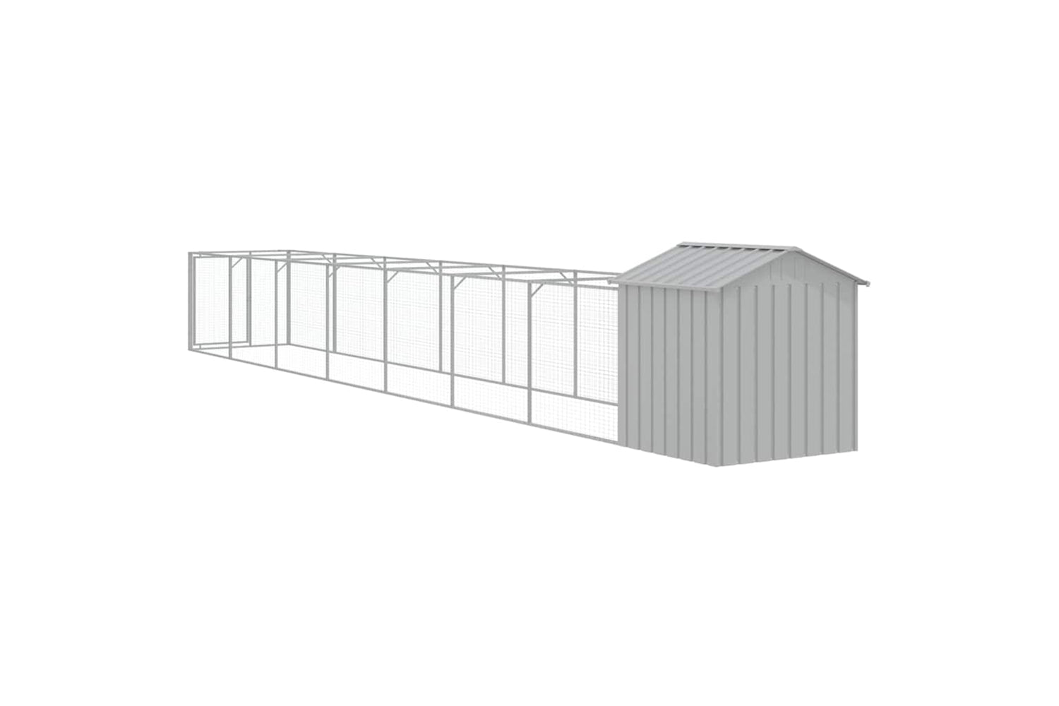 vidaXL 3189066 Dog House With Roof Light Grey 117x813x123cm Galvanised Steel-4