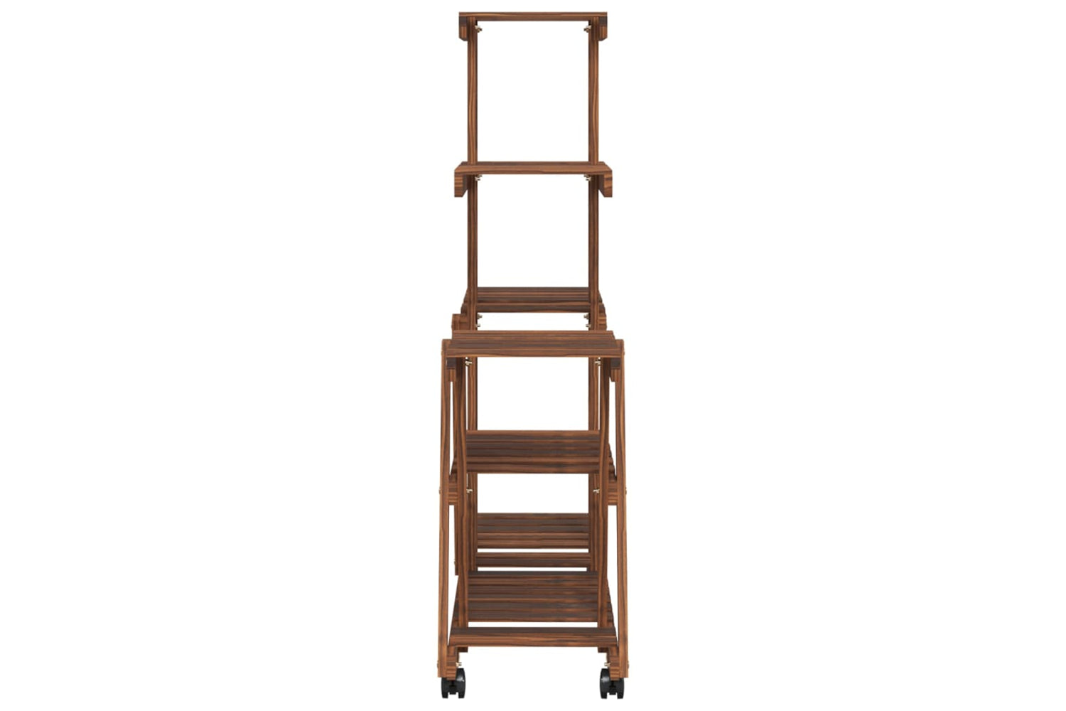 vidaXL 362881 Flower Stand With Wheels 95x25x101cm Solid Wood Fir-4