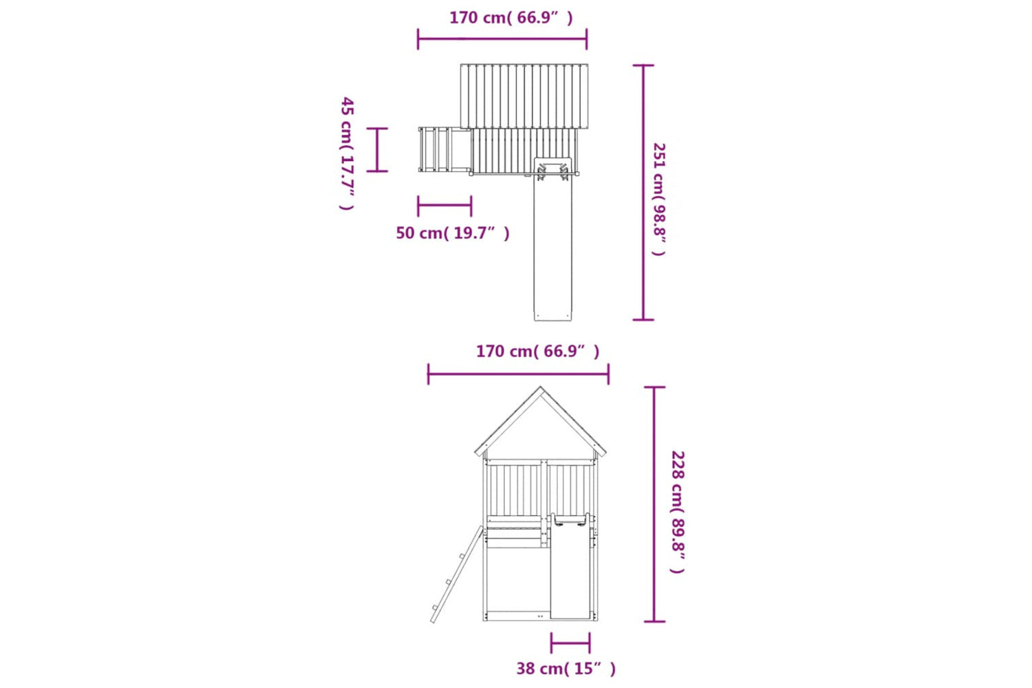 Vidaxl 3155934 Playhouse With Slide Ladder Solid Wood Douglas-9
