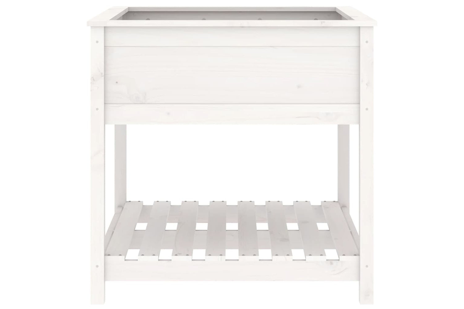 vidaXL 823795 Planter With Shelf White 82.5x82.5x81cm Solid Wood Pine-4