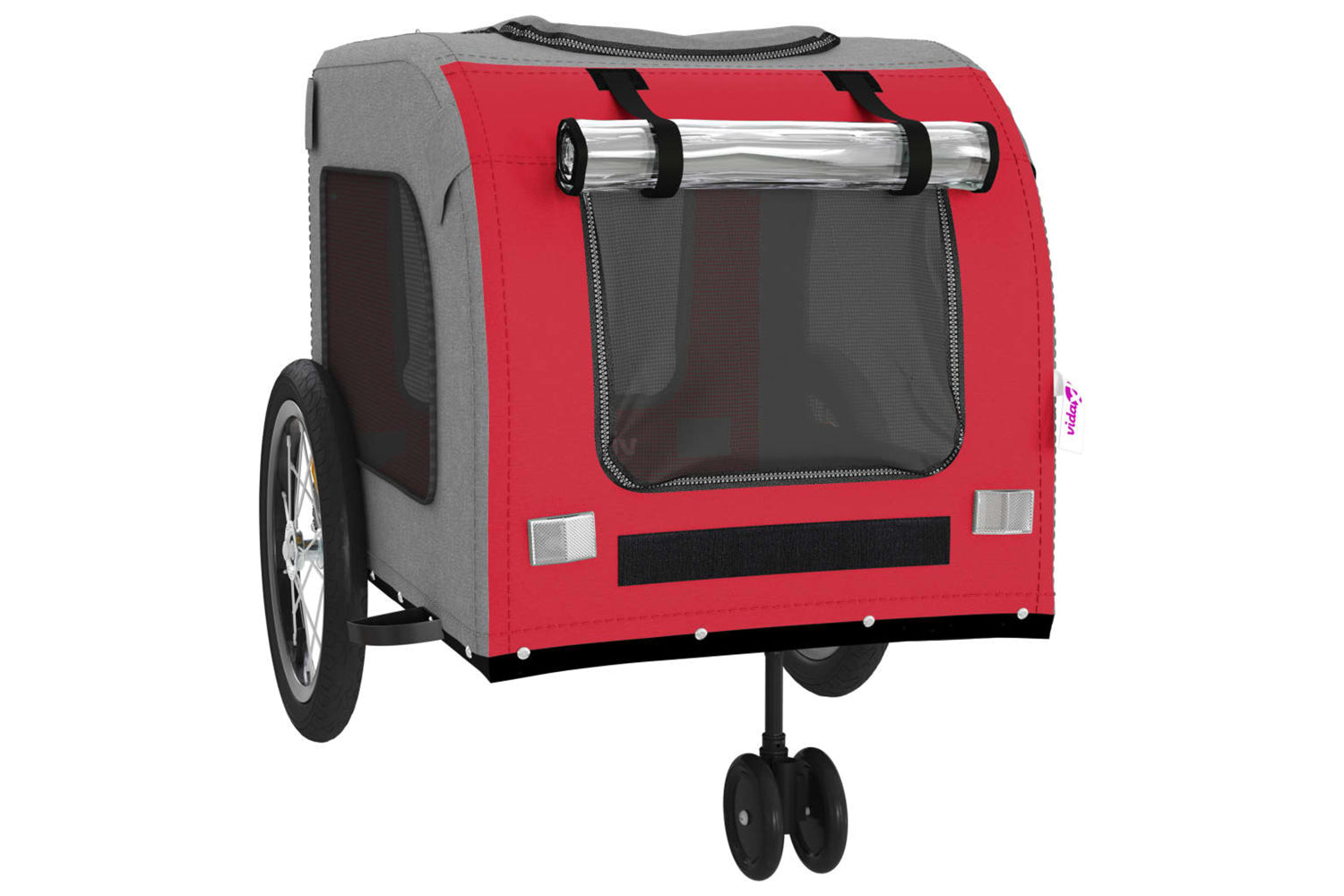 Vidaxl 93852 Pet Bike Trailer Red And Grey Oxford Fabric And Iron-4