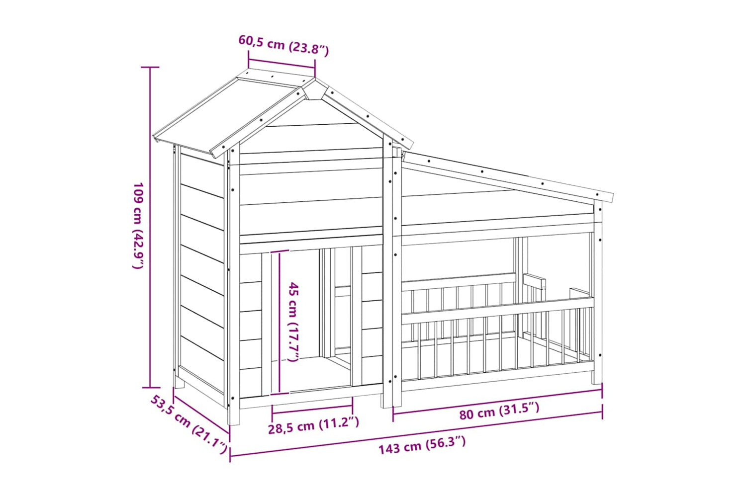 vidaXL 172263 Dog Kennel Mocha 143x60.5x109cm Solid Wood Pine-6