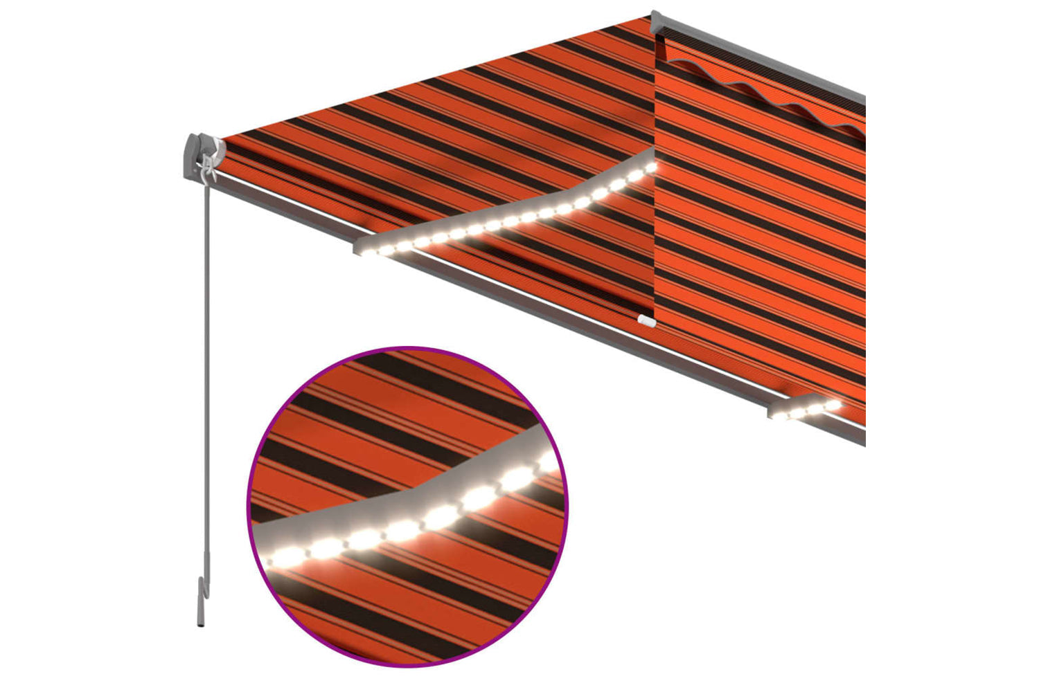 Vidaxl 3069425 Manual Retractable Awning With Blind&led 4x3m Orange&brown-4