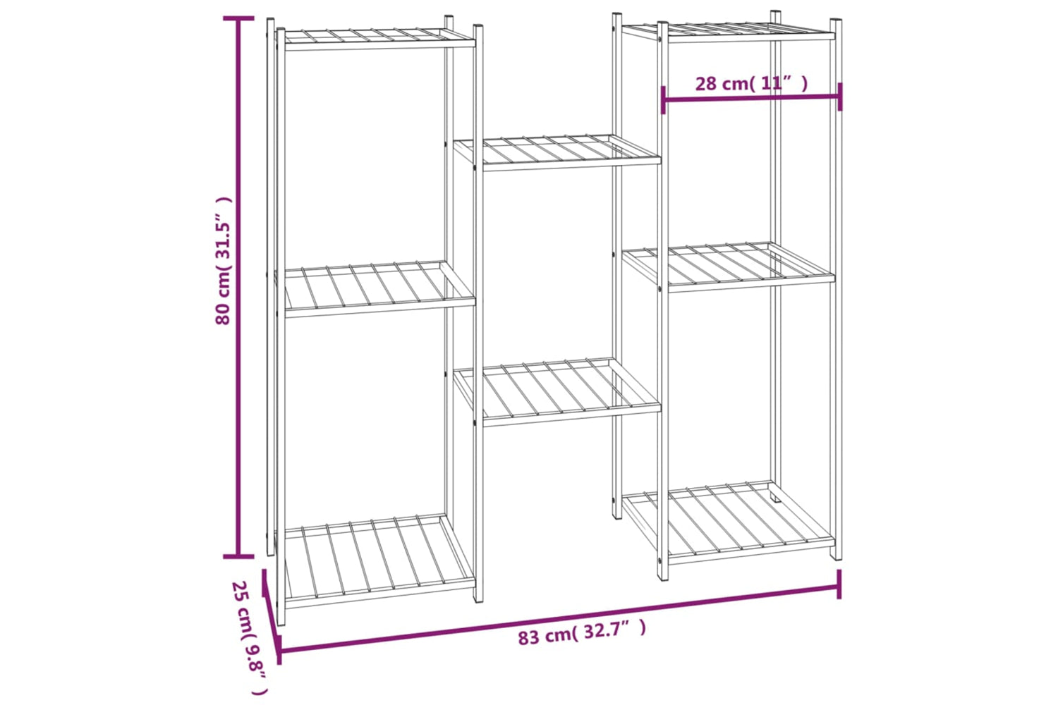 vidaXL 343127 Flower Stand 83x25x80cm Black Iron-5