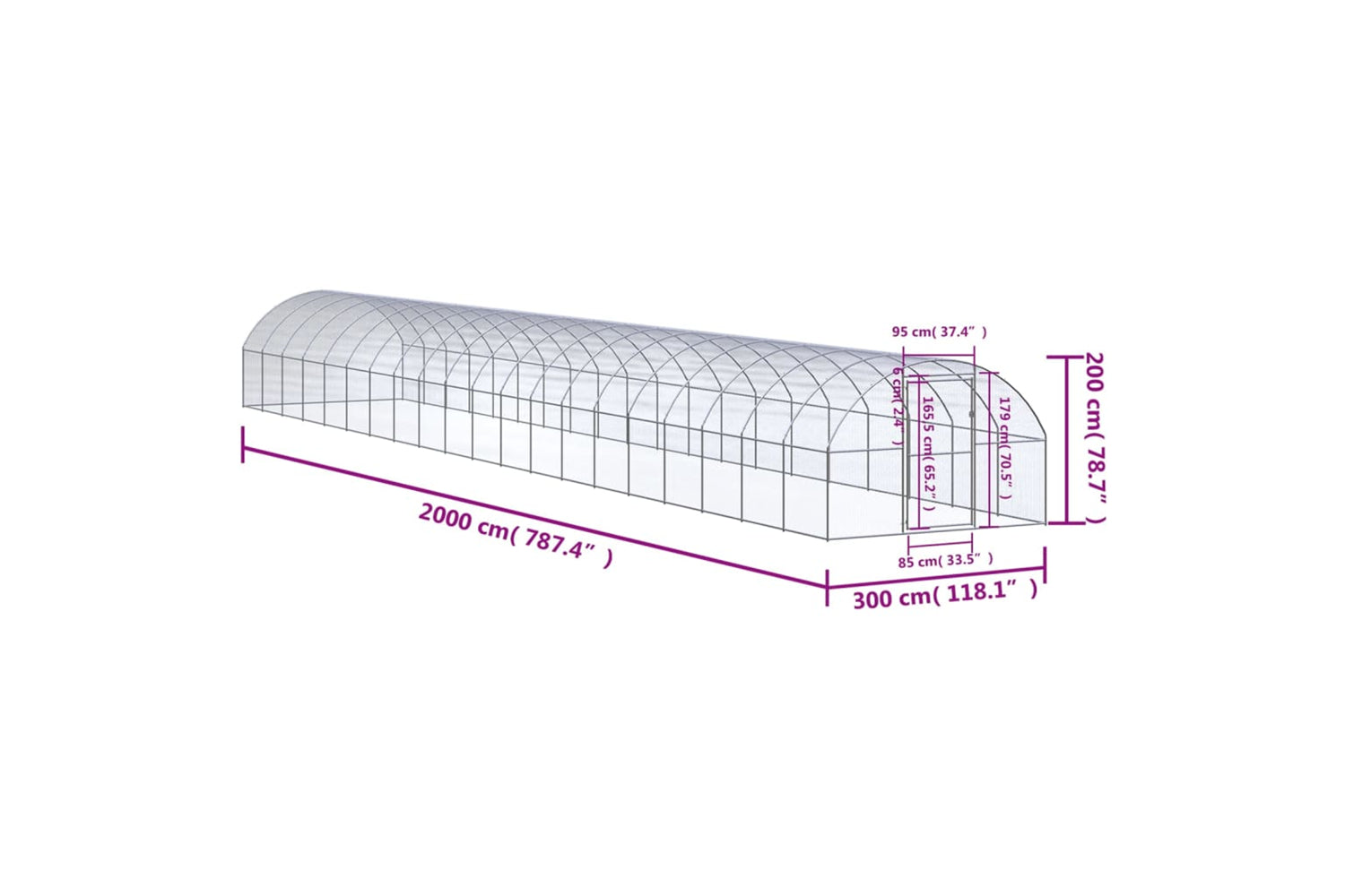 Vidaxl 3095470 Outdoor Chicken Coop 3x20x2 M Galvanised Steel-7
