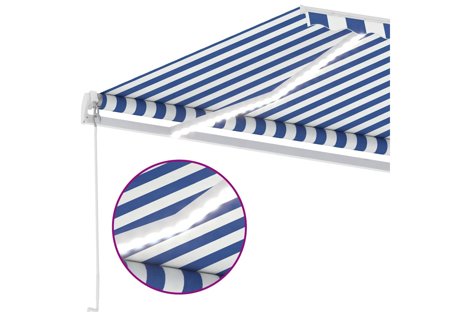 vidaXL 3069621 Manual Retractable Awning With Led 400x350cm Blue And White-6