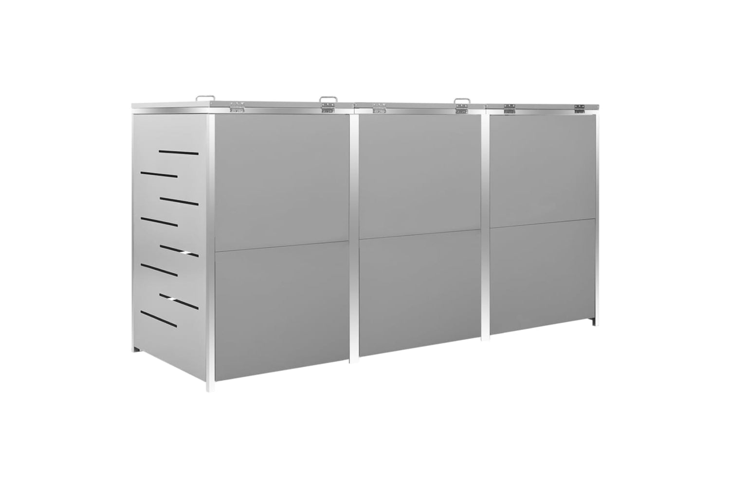 vidaXL Triple Wheelie Bin Shed 207x77.5x112.5cm Stainless Steel-6
