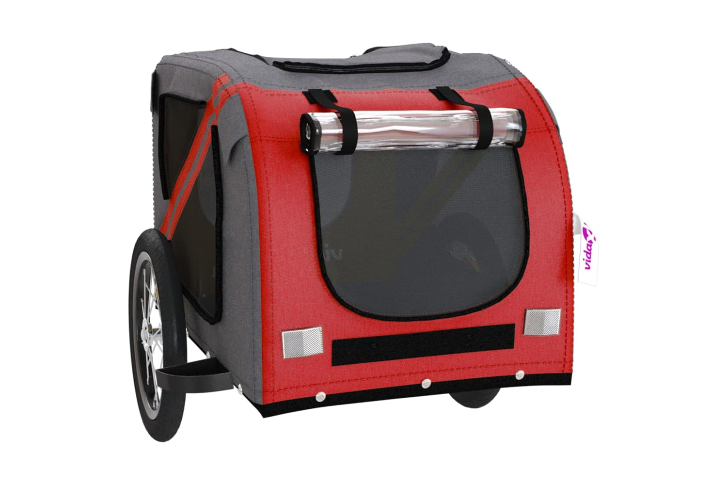 Vidaxl 93873 Pet Bike Trailer Red And Grey Oxford Fabric And Iron-4