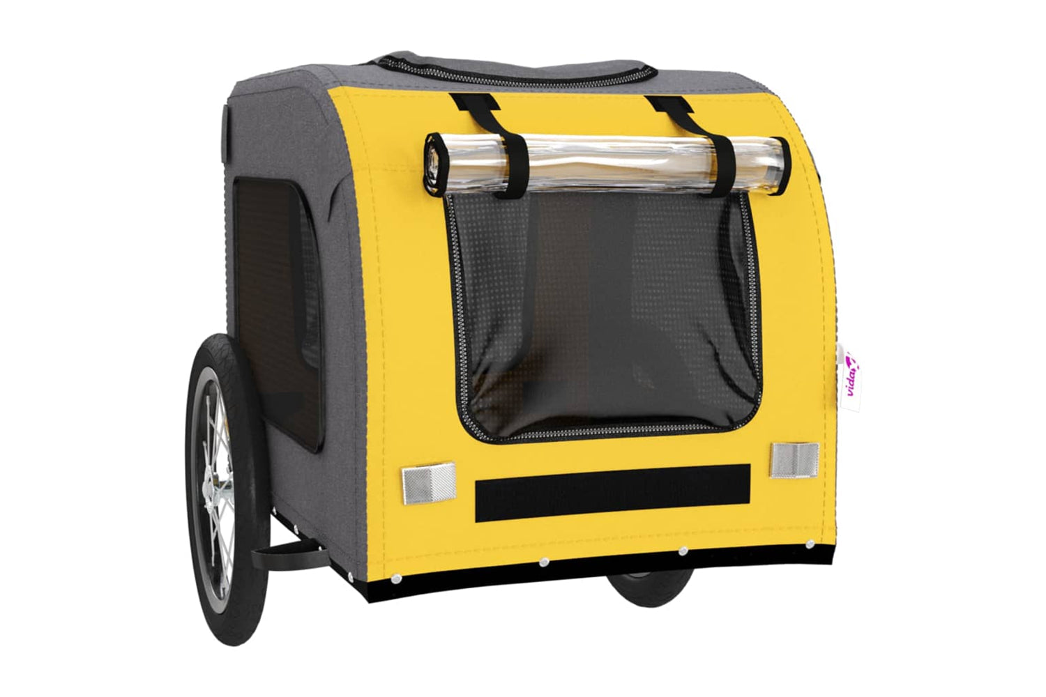 Vidaxl 93833 Pet Bike Trailer Yellow And Grey Oxford Fabric And Iron-4