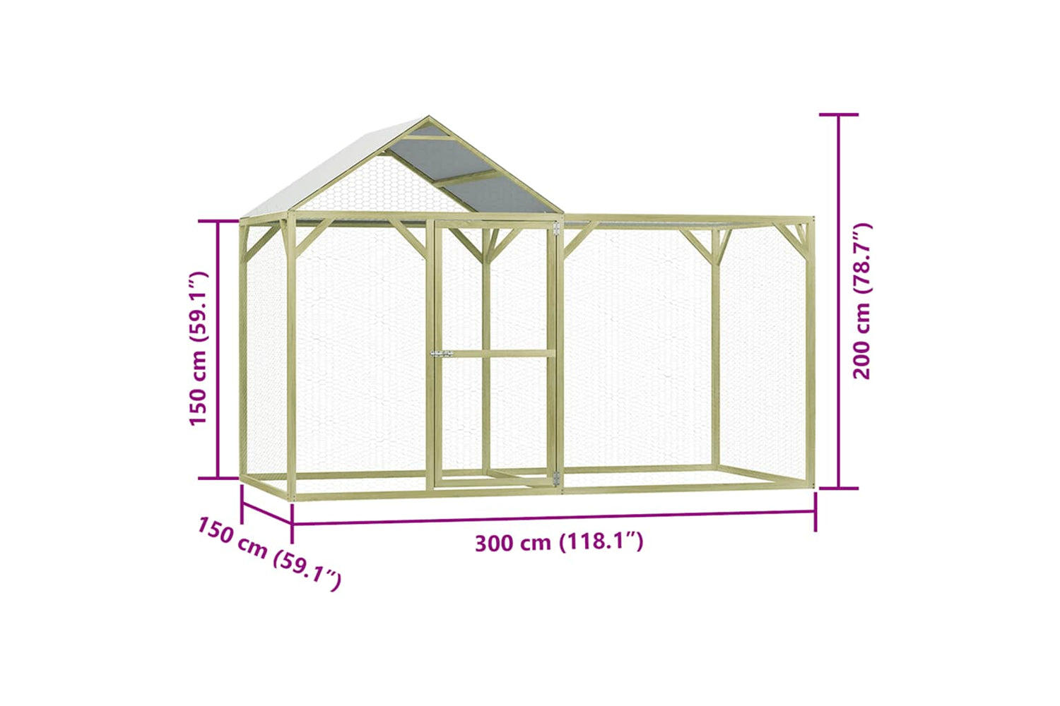 Vidaxl 278400 Chicken Cage 3x1.5x2 M Impregnated Pinewood-7