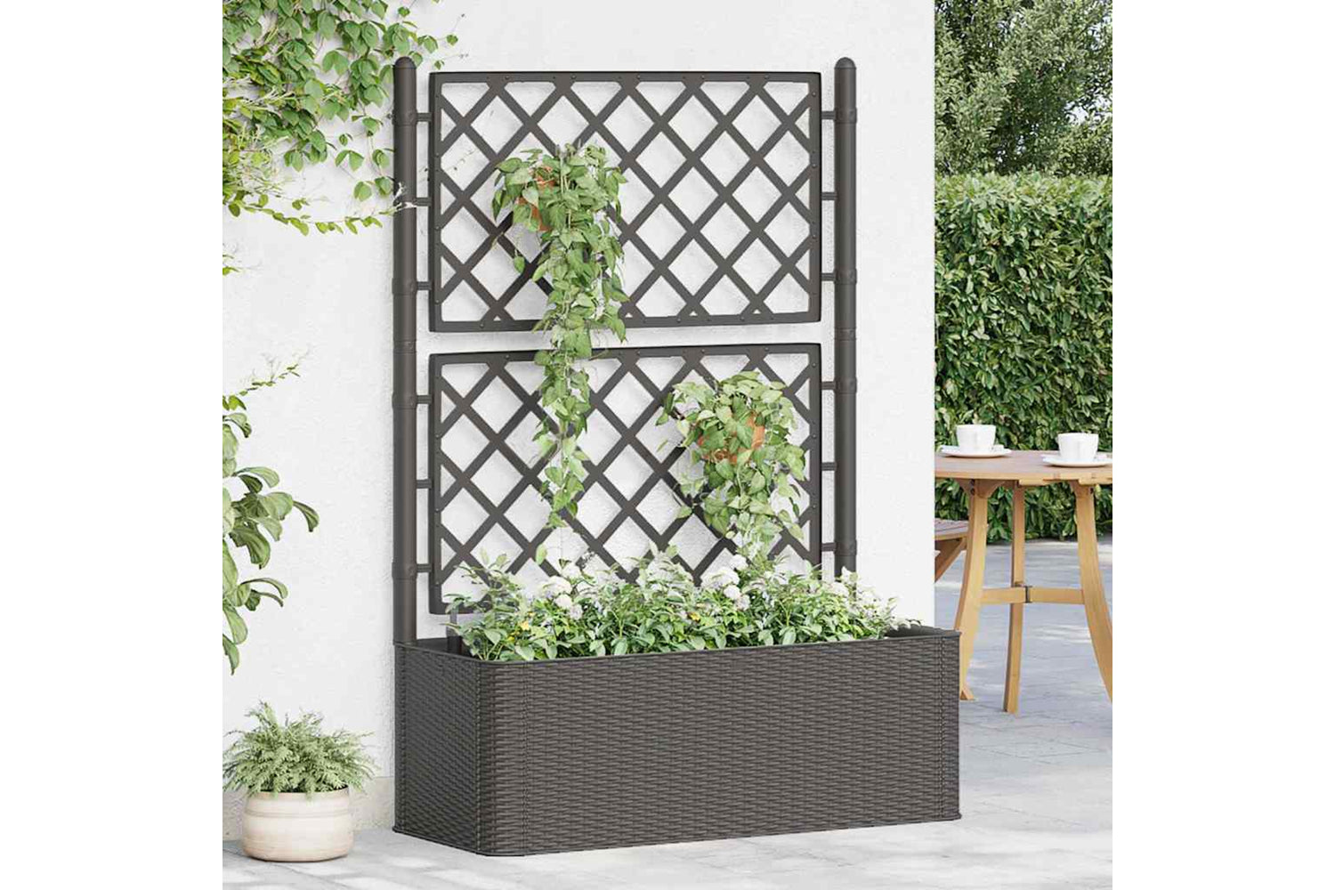 Vidaxl 313969 Garden Raised Bed With Trellis And Self Watering System Anthracite-2