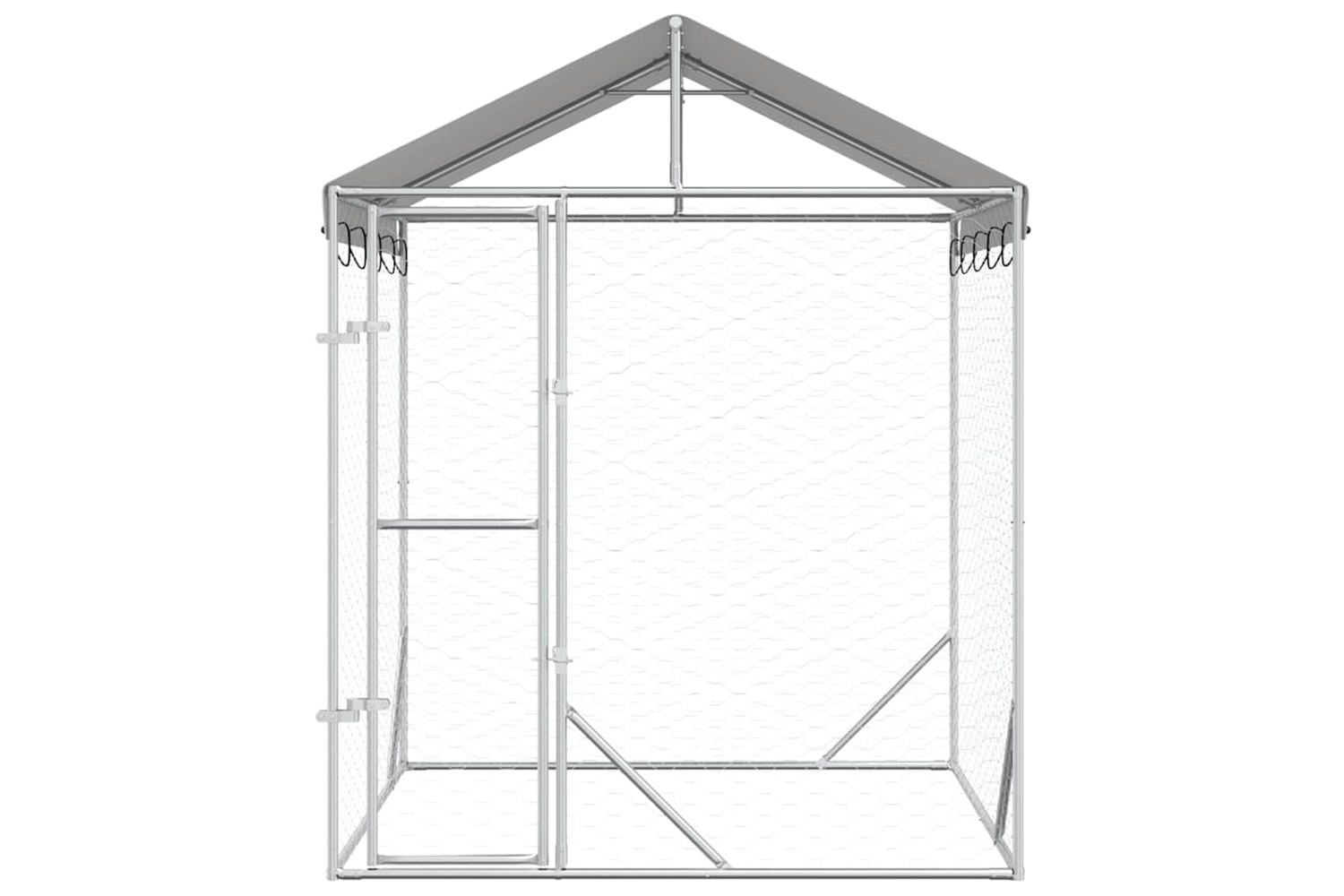 Vidaxl Outdoor Dog Kennel With Roof Silver 2x2x2.5 M Galvanised Steel-3
