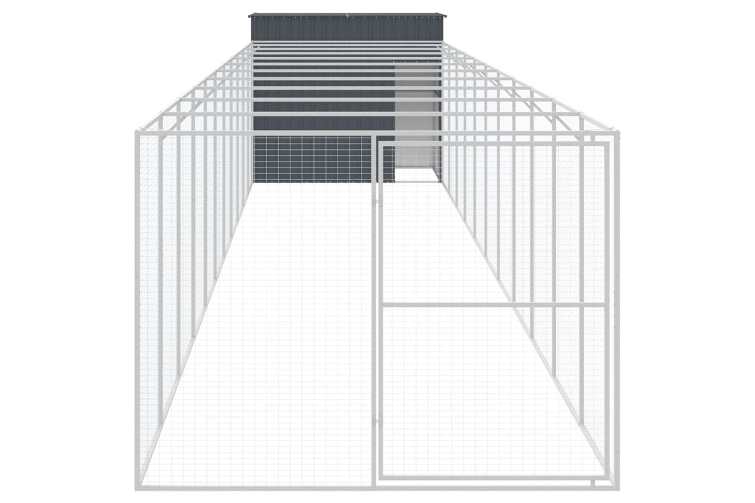 vidaXL 3189124 Dog House With Run Anthracite 214x1273x181cm Galvanised Steel-2