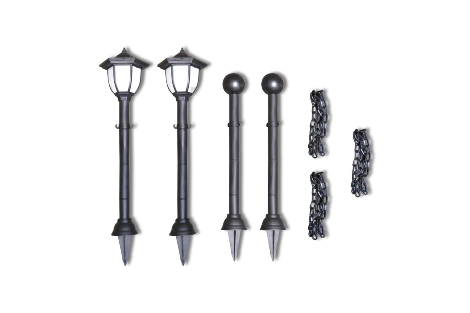 Vidaxl 40868 Chain Fence With Solar Lights Two Led Lamps Two Poles-3