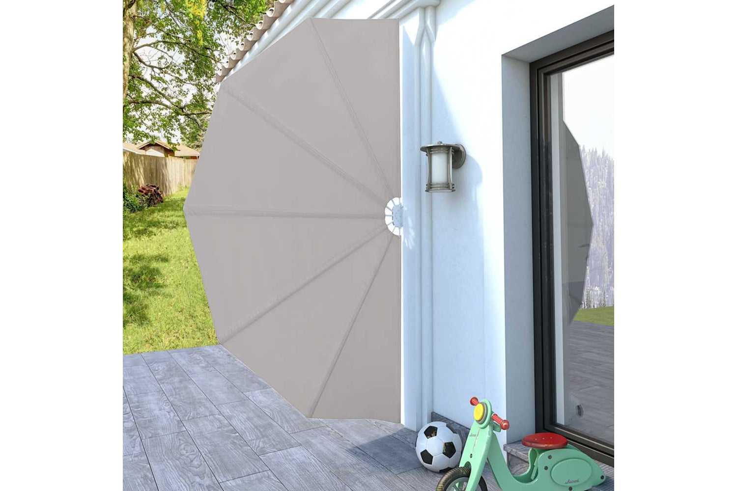 vidaXL 44577 Collapsible Terrace Side Awning Cream 160cm-2